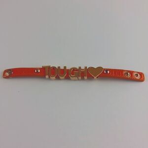 (3/$20) Orange faux leather TOUGH snap bracelet